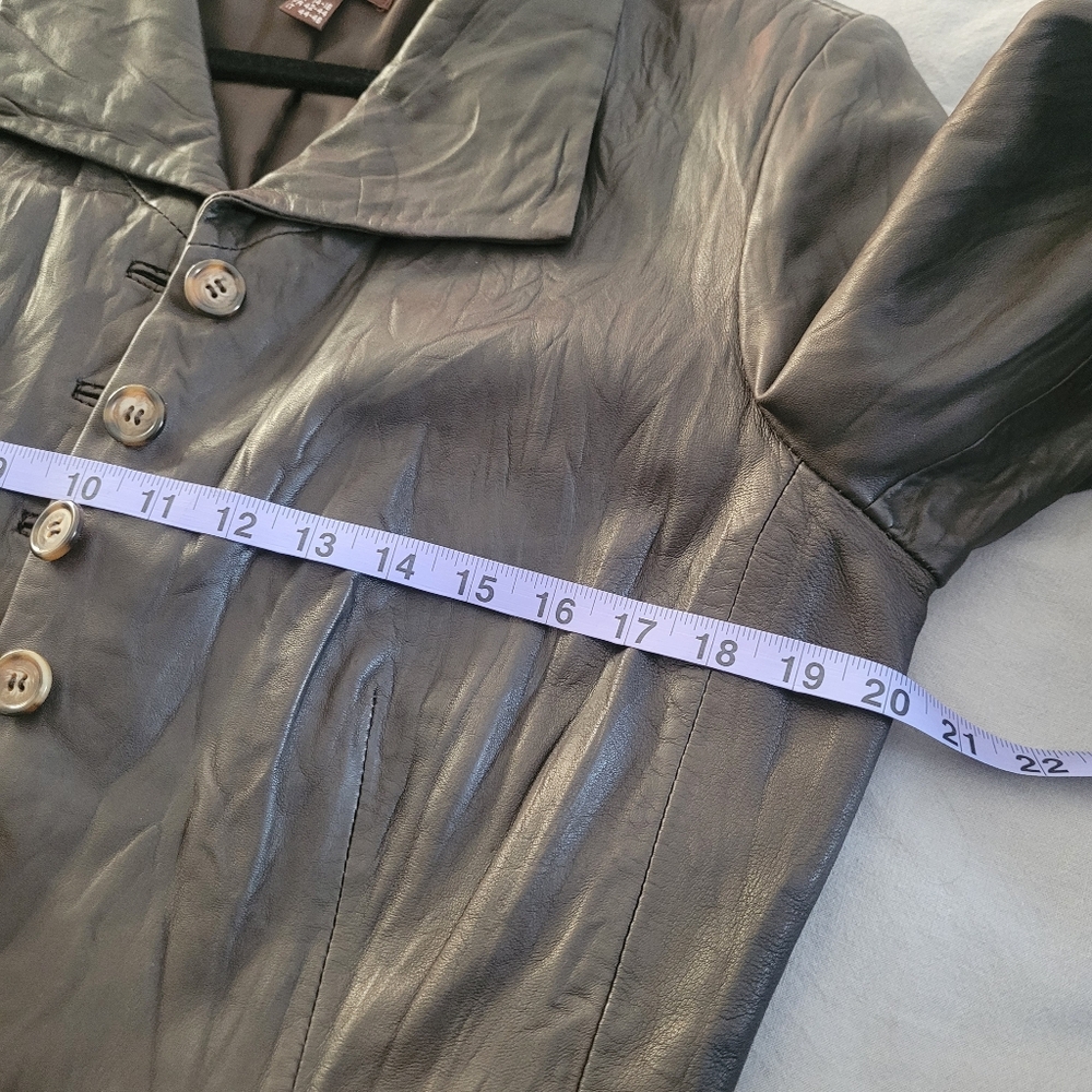 Danier Chocolate Brown Vintage Genuine Leather Jacket Blazer Womens Size M - Picture 11 of 13